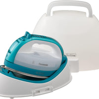 Panasonic Cordless Iron: 360-Quick, cordless, nickel-coated stainless steel soleplate, with vertical steam, 1500W, blue & white | NI-QL1000