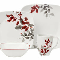 1107078| Corelle Kyoto Leaves Square 16-pc Dinnerware Set