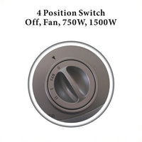 Optimus Ceramic Heater: 750W/1500W, ceramic, compact, silver | H-7004