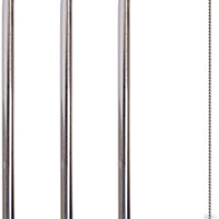 PURE 4-Piece Stainless Steel Reusable Straws with Cleaning Brush 10-inch, Silver