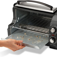 31334D | Hamilton Beach Toaster Oven: EasyReach 4-slice with roll-up door, grey