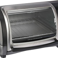 31334D | Hamilton Beach Toaster Oven: EasyReach 4-slice with roll-up door, grey