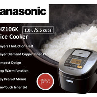 Panasonic Rice Cooker |SRHZ106K| 5.5-cup, multi-function with Induction Heating & 7-layer inner pot