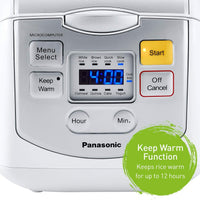 Panasonic Rice Cooker |SR-ZC075W| 4-cup, Microcomputer Controlled, Stainless & White