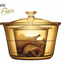 VSF-356 | Visions FLAIR 4 Piece Set  - 1.2L Stew Pot with Cover+ 5.5L Glass Dutch Oven with Cover