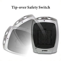 Optimus Ceramic Heater: 750W/1500W, ceramic, compact, silver | H-7004