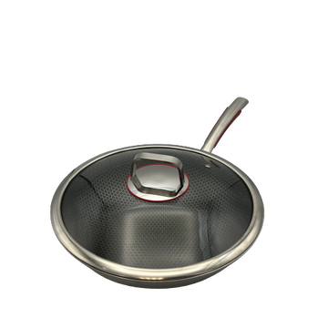 Healthy Bear SUS Hybrid Wok: 30cm with glass lid | BC-HW30N