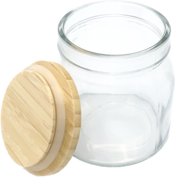 Luciano Glass Jar with Wooden Lid, 4" dia. x 4.25"H | 80048