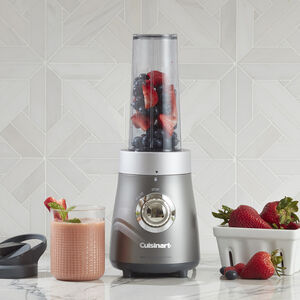 Cuisinart Compact Blender &amp; Juice Extractor Combo: 450W, 16oz travel cup, metallic gray | BJC-550C