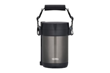 Thermos Food Jar w/spoon holder, 1.9L, 3 inside containers, dark grey | JBG-1800