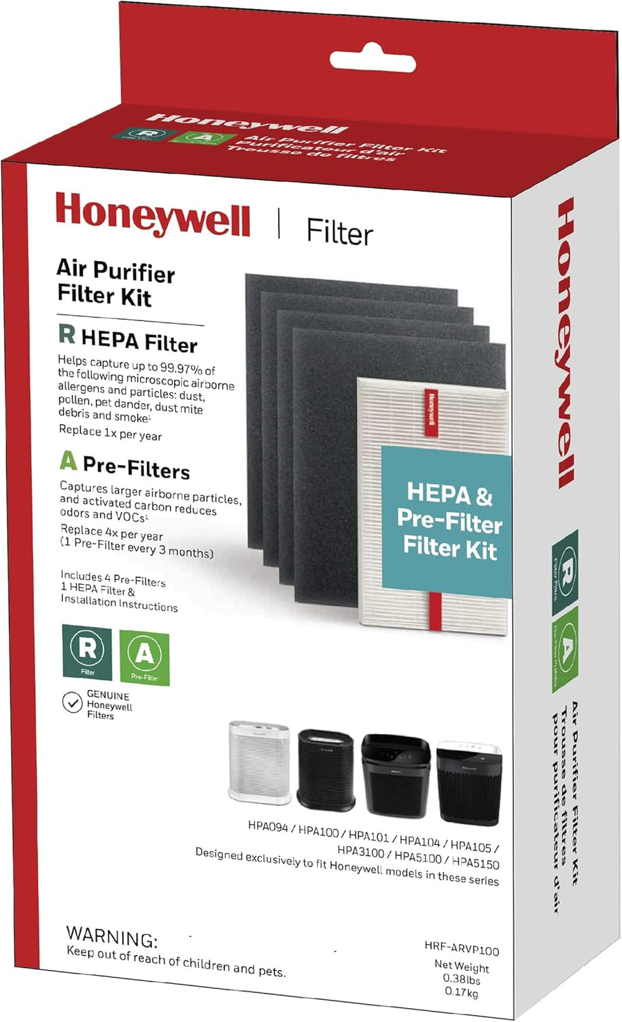 Honeywell replement Filter Kit: Type A x 4 + R x 1 | HRFARVP100