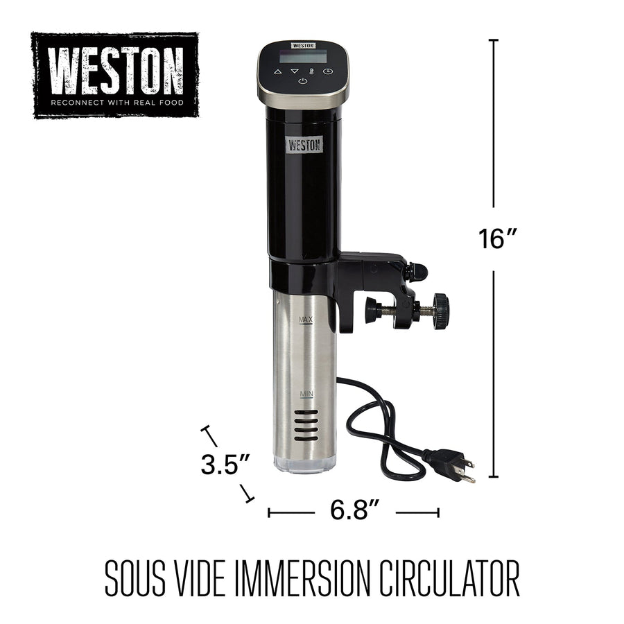 Weston Sous Vide Immersion Circulator: 800W with digital controls & display, black | 36200