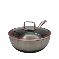 Healthy Bear SUS Hybrid Wok: 30cm with glass lid | BC-HW30G