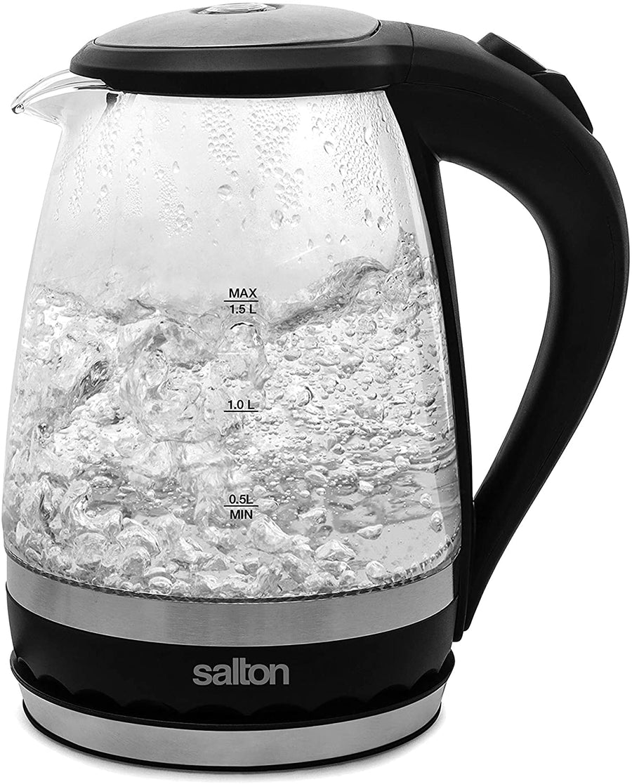 Salton cordless Kettle: 1.5L, 1100W, glass body w/black trim | GK-1831