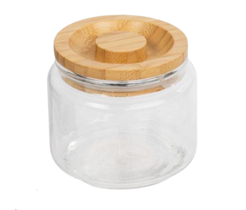 Luciano Glass Jar w/ Wooden Lid, 3.25" dia. x 3"H | 80048