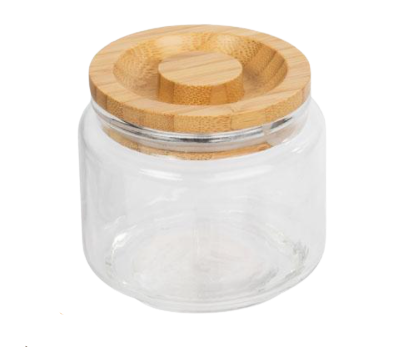 Luciano Glass Jar w/ Wooden Lid, 3.25