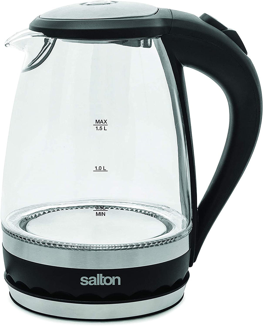 Salton cordless Kettle: 1.5L, 1100W, glass body w/black trim | GK-1831