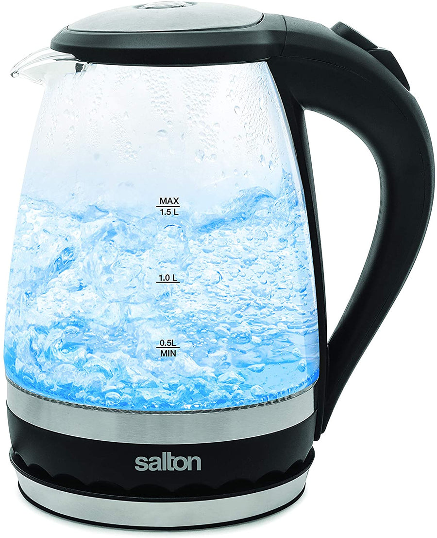 Salton cordless Kettle: 1.5L, 1100W, glass body w/black trim | GK-1831