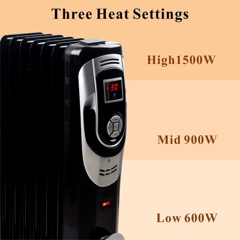 Optimus Oil Filled Heater: 7-fins, Digital | H-6015