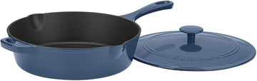 CI45-30BG | Cuisinart Enameled Cast Iron 12" Chicken Fryer Provencal Blue