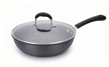 Healthy Bear hard anodized Wok |BCHA28WG| 28cm with Glass Lid