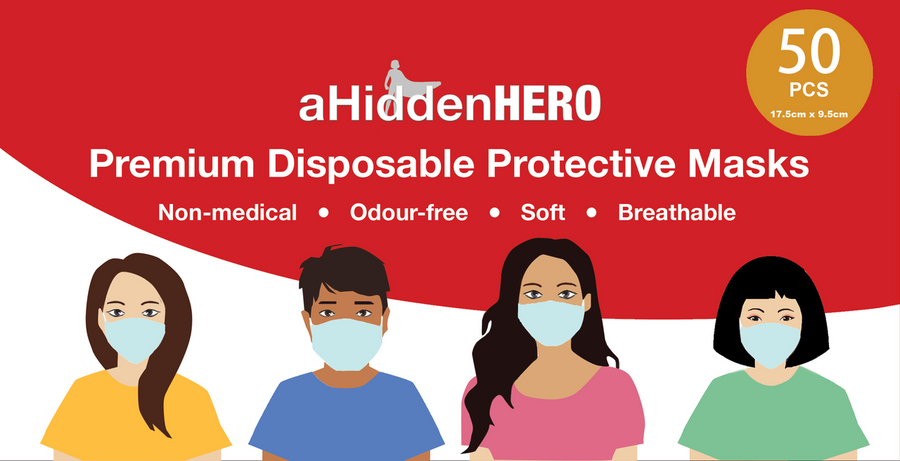 aHiddenHero Premium Disposable Face Mask 50-pcs | THEGUARDIAN