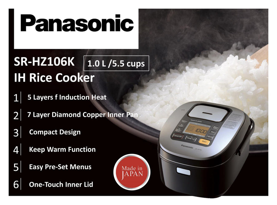 SR-HZ106K  Panasonic 5.5-cup Induction Heating Multi-Function Rice Cooker  – Healthy Bear Cookware