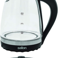 Salton cordless Kettle: 1.5L, 1100W, glass body w/black trim | GK-1831